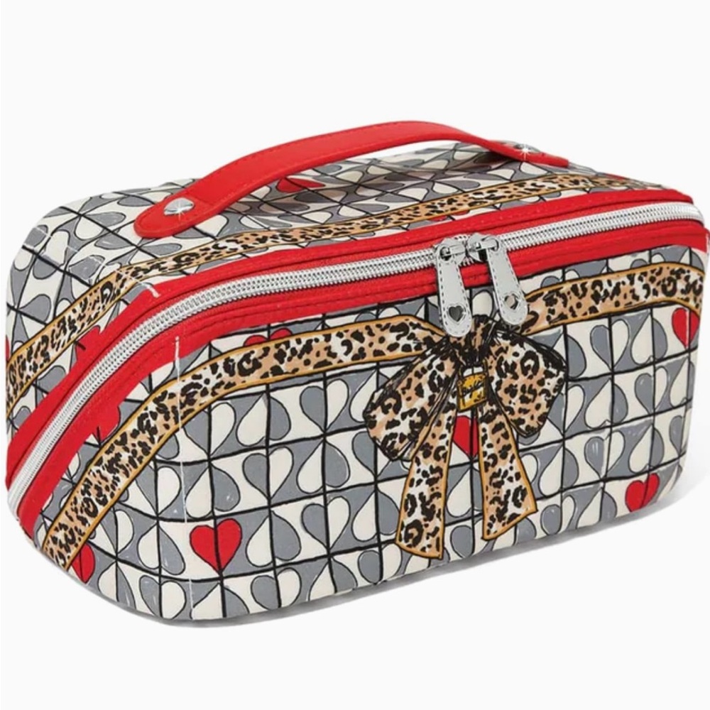 Brighton Red and Leopard Print Cosmetic Case.